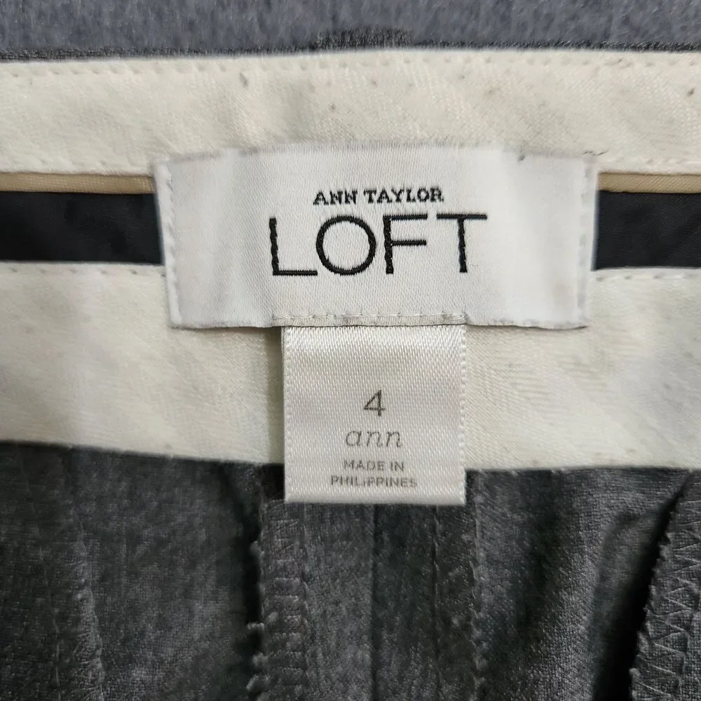 Ann Taylor LOFT Dress Pants Women 4 Gray Ann Mid Rise Straight Leg